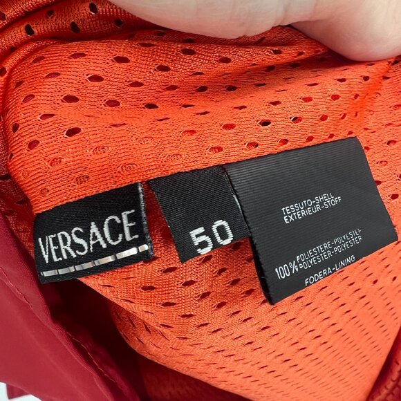 Versace Sport Red Nylon Full Zip Windbreaker Jacket Men's Large EU 50 - Picture 7 of 8